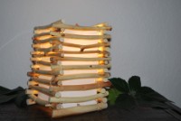 Holzlampe - Rahmen aus Lindenholz - Schirmeinsatz aus Lampenpapier