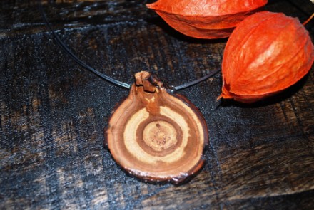 Collier mit Anhänger aus Aprikosenholz (CSA1) Collier mit Anhänger aus Aprikosenholz (CSA1)