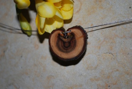 Collier mit Anhänger aus dem Holz des Pflaumenbaumes (CSP3)